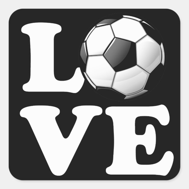 Love For Soccer Glossy Soccer Ball Square Sticker (Front)