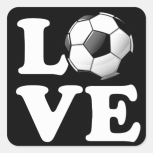 Love For Soccer Glossy Soccer Ball Square Sticker