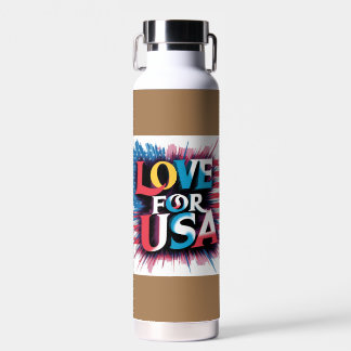 "Love for USA Patriotic Water Bottle" Bottle