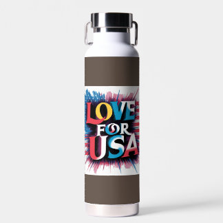 "Love for USA Patriotic Water Bottle" Water Bottle