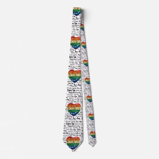 Love foreign languages menswear mens neck tie (Front)