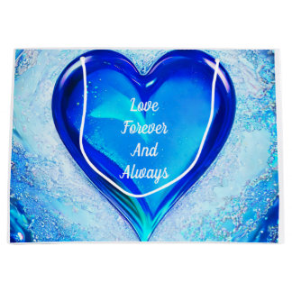 Love Forever and Always Blue Heart Large Gift Bag