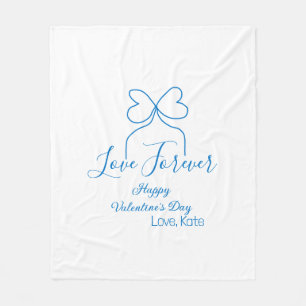 Love Forever blue bow happy Valentine's day name d Fleece Blanket