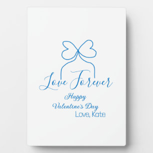 Love Forever blue bow happy Valentine's day name d Plaque