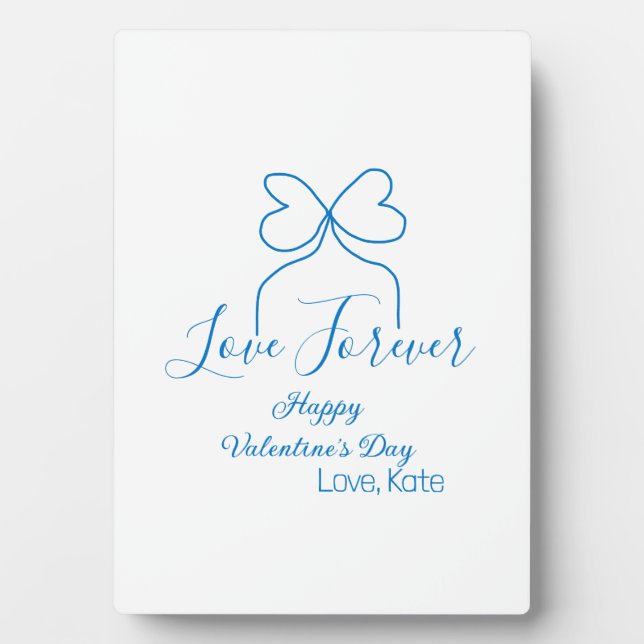 Love Forever blue bow happy Valentine's day name d Plaque (Front)