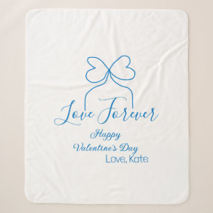 Love Forever blue bow happy Valentine's day name d Sherpa Blanket
