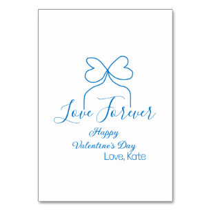 Love Forever blue bow happy Valentine's day name d Table Number