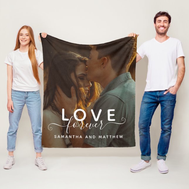 Love Forever Couple Photo Fleece Blanket (In Situ)