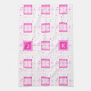 Love forever Customize it with your initials Tea Towel