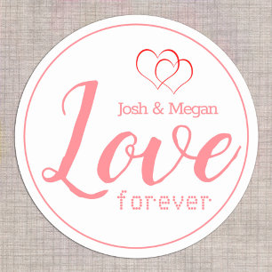 Love Forever, Hearts, Monogram / Create Your Own Classic Round Sticker
