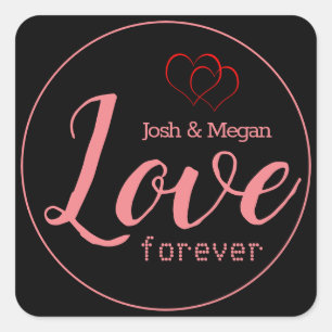 Love Forever, Hearts, Monogram / Create Your Own Square Sticker