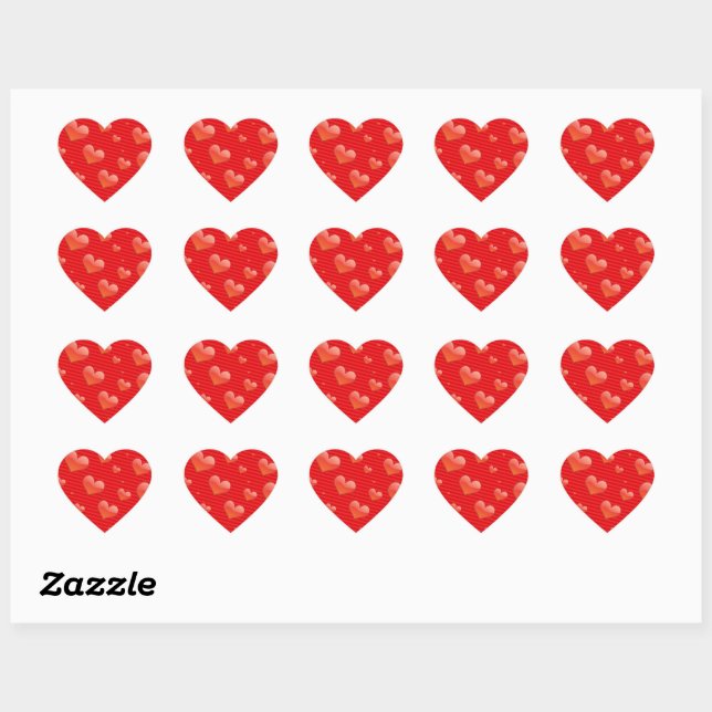 Love Forever, hearts of red design, Heart Sticker (Sheet)