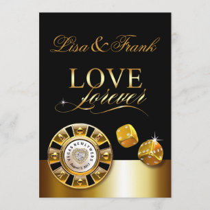 Love Forever Las Vegas Wedding   gold black Invitation