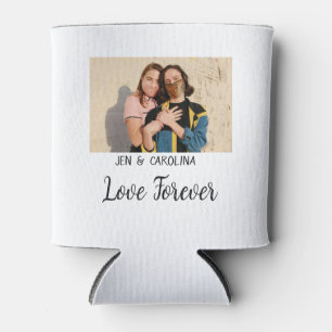Love Forever LGbtq couple pride add photo name sim Can Cooler