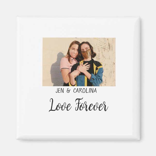 Love Forever LGbtq couple pride add photo name sim Magnet (Front)