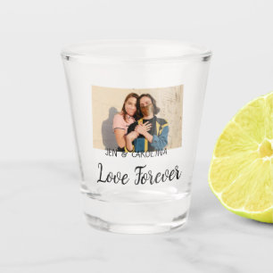 Love Forever LGbtq couple pride add photo name sim Shot Glass
