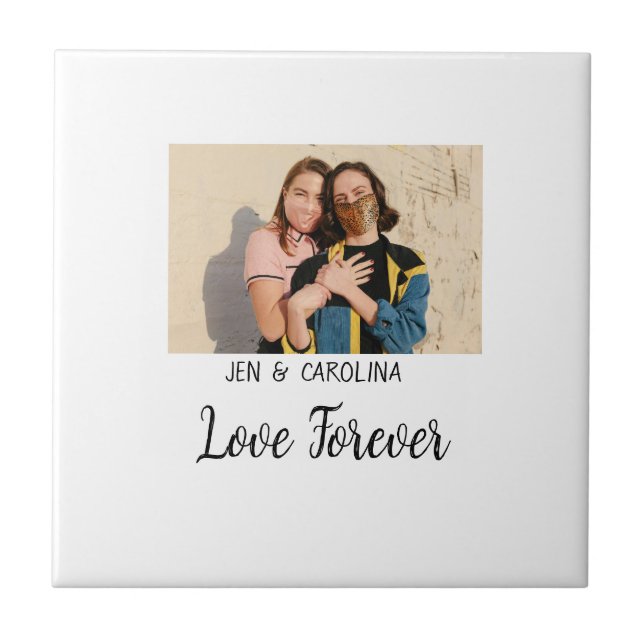 Love Forever LGbtq couple pride add photo name sim Tile (Front)