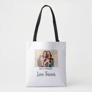 Love Forever LGbtq couple pride add photo name sim Tote Bag