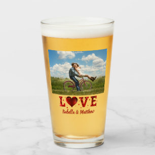 Love Forever Red Heart Custom Photo Glass