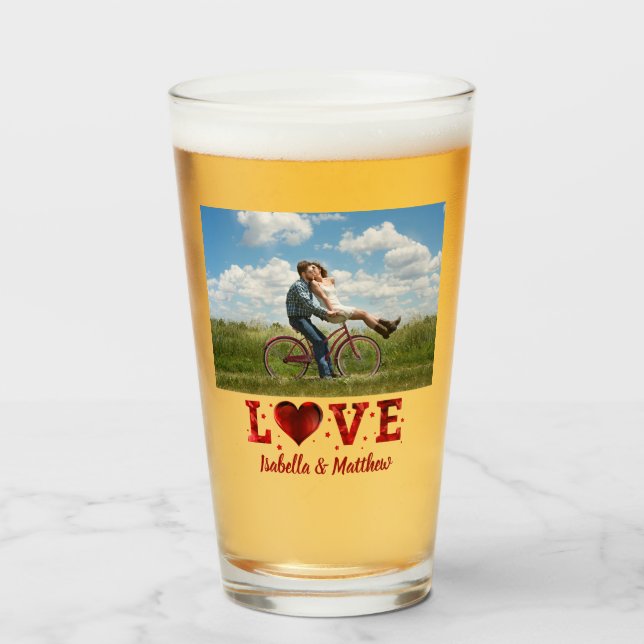 Love Forever Red Heart Custom Photo Glass (Front Filled)