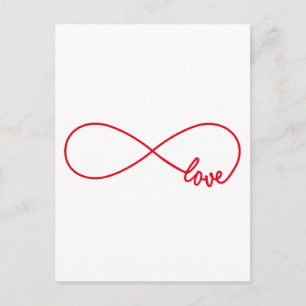 Love forever, red infinity sign, never ending love postcard