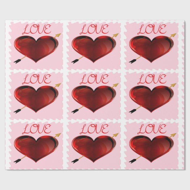 Love Forever Stamp Wrapping Paper  (Flat)