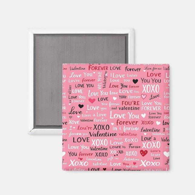 Love Forever - Valentine's Day Typography Pattern Magnet (Front/Back)