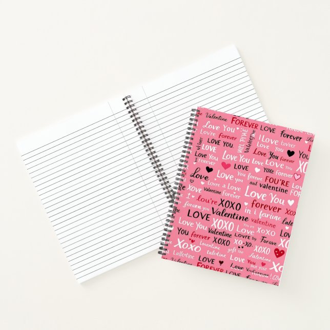 Love Forever - Valentine's Day Typography Pattern Notebook (Inside)