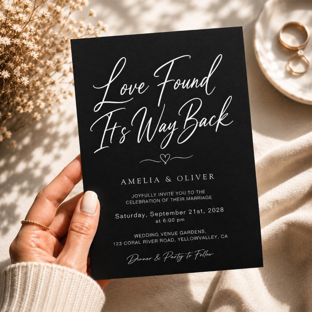Love Found Its Way Back Elegant Remarriage Wedding Invitation (Creator Uploaded)