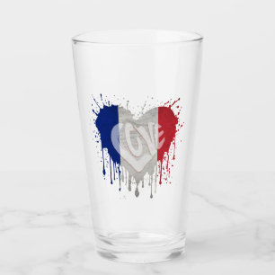Love France Flag Glass