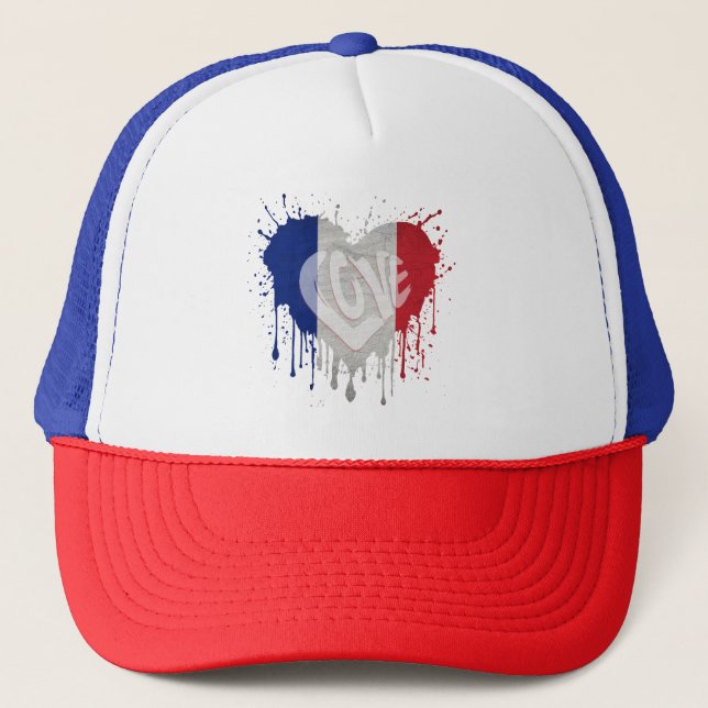 Love France Flag Trucker Hat (Front)