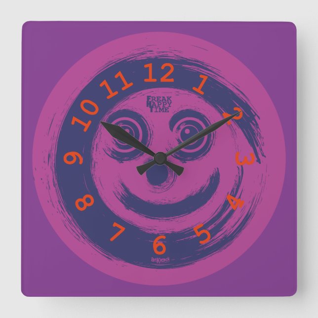 LOVE FREAK HAPPY TIME BY MASANSER SQUARE WALL CLOCK (Front)
