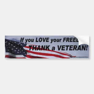 Love Freedom Thank A Vet Bumper Sticker