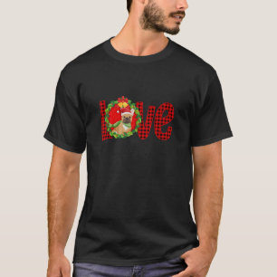 Love French Bulldog Dog Love Christmas Red Plaid B T-Shirt