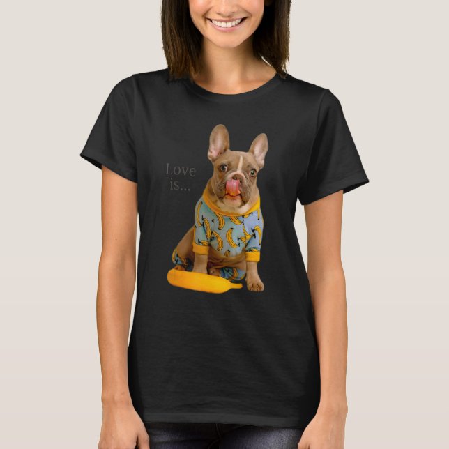Love French Bulldog  Frenchie Mum Dad Dog Puppy Pe T-Shirt (Front)