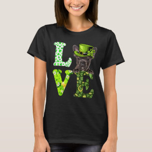 Love French Bulldog St Patrick's Day Shamrock Iris T-Shirt