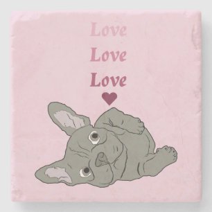 Love French Bulldog Stone Coaster