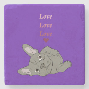 Love French Bulldog Stone Coaster