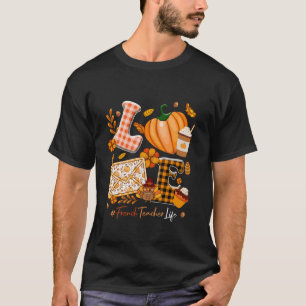 LOVE French Teacher Thanksgiving Pumpkins Colourfu T-Shirt