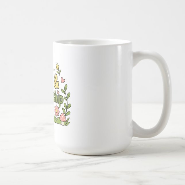 Love & Friends 15 oz Aesthetic Ceramic Mug (Right)