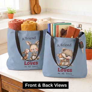 Love Friendship Cute Fox Bear Tote Bag