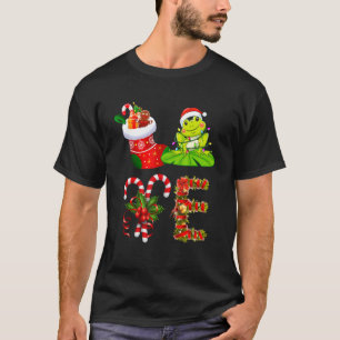 Love Frog Christmas Lights  Santa Hat Christmas T-Shirt