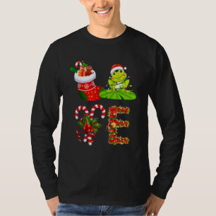 Love Frog Christmas Lights Santa Hat Christmas T-Shirt