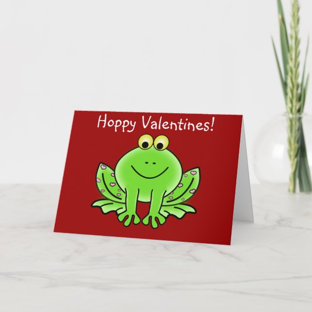 Love Frog Funny Greeting: Hoppy Valentine's Day Holiday Card (Front)