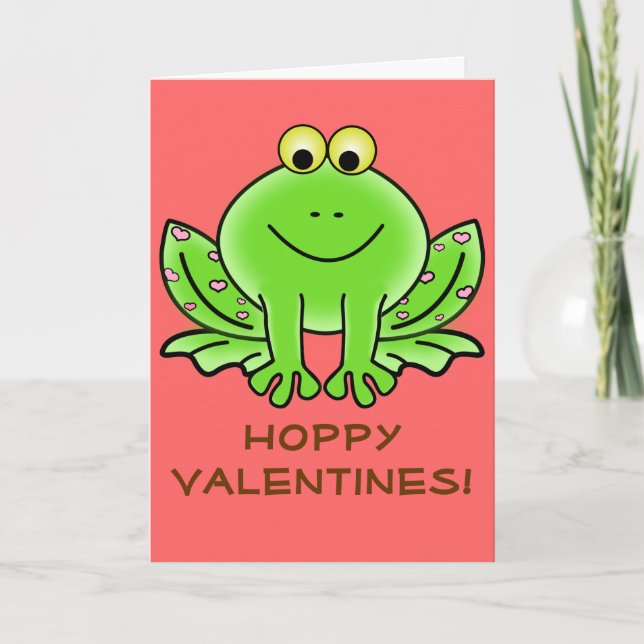Love Frog Funny Greeting: Hoppy Valentine's Day Holiday Card (Front)