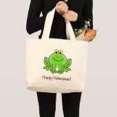 Love Frog Funny Greeting: Hoppy Valentine's Day Large Tote Bag (Front (Product))