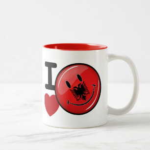 Love From Albania Smiling Flag Two-Tone Coffee Mug
