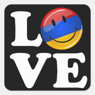 Love From Armenia Smiling Flag Square Sticker