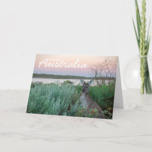 Love From Australia Kangaroo Sunset Lake Card