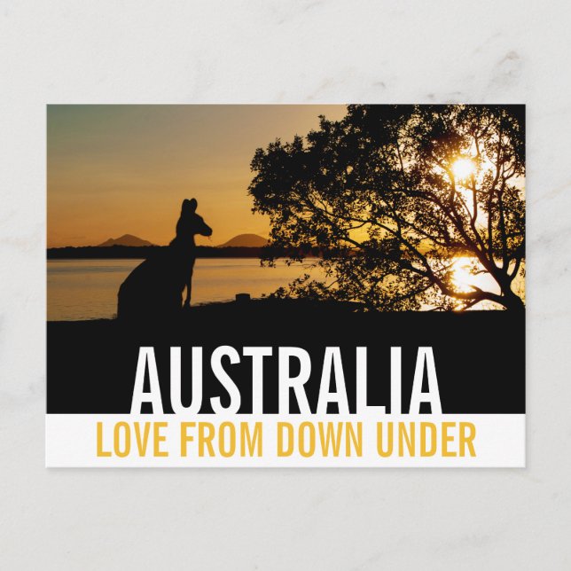 Love From Australia Kangaroo Sunset Postcard (Front)